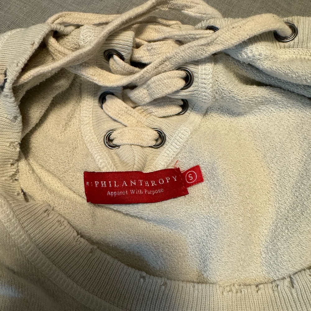 n:PHILANTHROPY Lace-Up Beige Sweater - Picture 2 of 8
